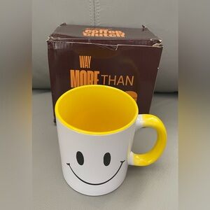 NIB - Smile Ceramic Coffee Mug - Yellow Interior and Handle